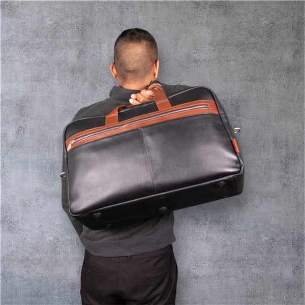 WELLINGTON  | 21” Leather Carry-All Two-Tone Laptop Duffel