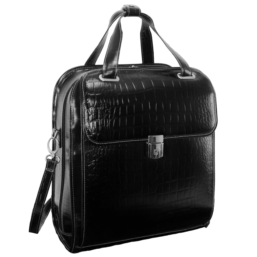 Stylish Leather Wheeled Laptop Case - Willowbrook 9498