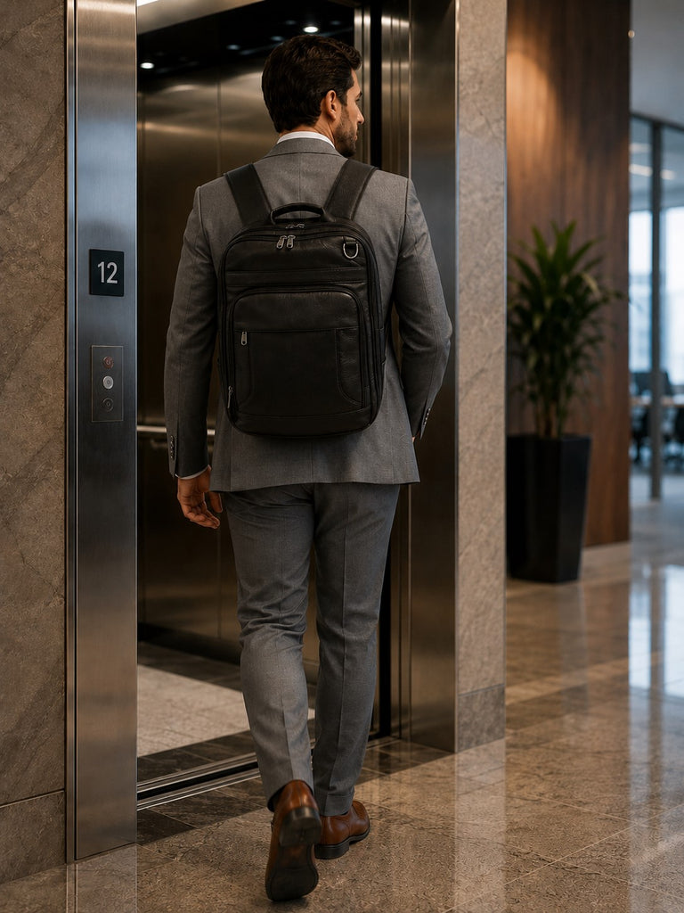 Premium 15” Leather 3-Way Laptop Backpack