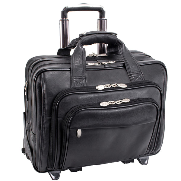 GOLD COAST | 17" Leather Patented Detachable -Wheeled Laptop Briefcase