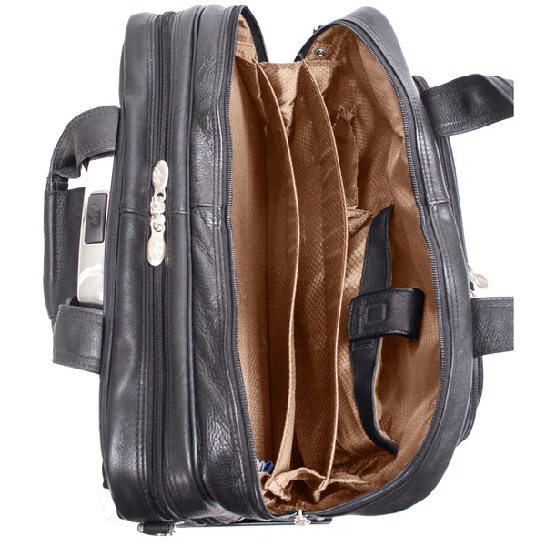GOLD COAST | 17" Leather Patented Detachable -Wheeled Laptop Briefcase