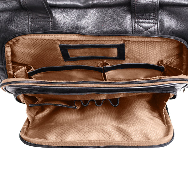 GOLD COAST | 17" Leather Patented Detachable -Wheeled Laptop Briefcase