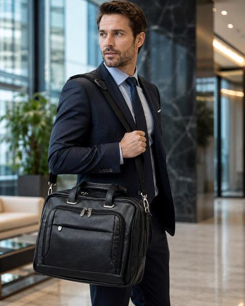 WEST LOOP | 17” Leather Expandable Laptop Briefcase
