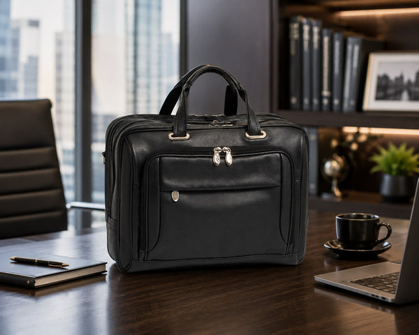 WEST LOOP | 17” Leather Expandable Laptop Briefcase