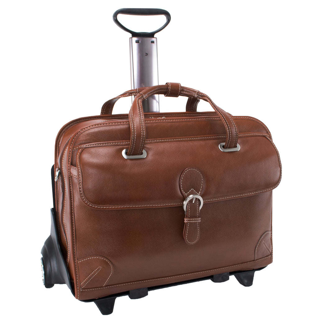 McKlein Willowbrook Brown Detachable-Wheeled Ladies Briefcase