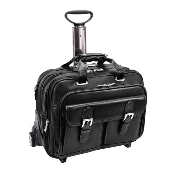 CERESOLA | 15" Leather Expandable Detachable-Wheeled Laptop Briefcase