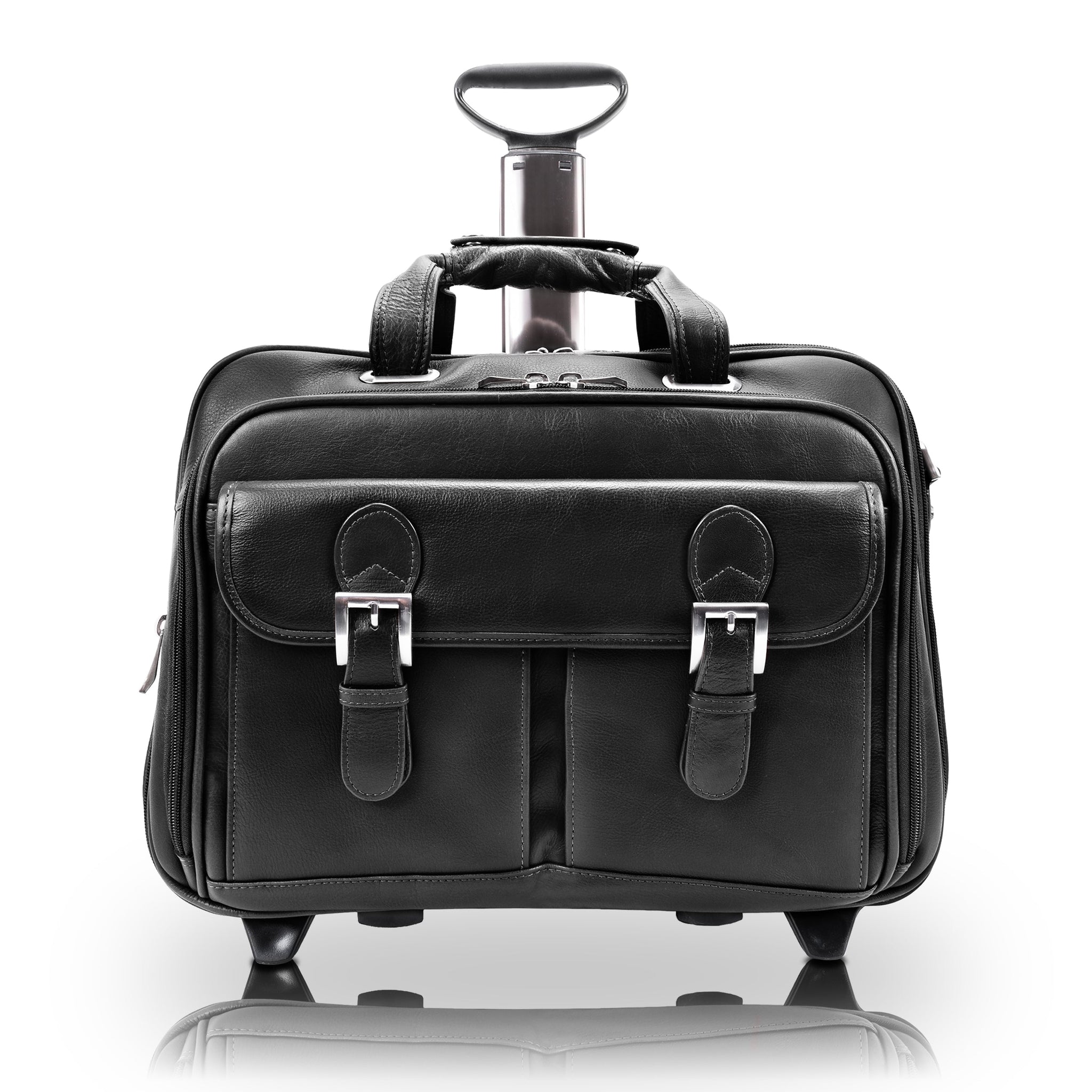 CERESOLA | 15" Leather Expandable Detachable-Wheeled Laptop Briefcase