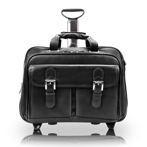 CERESOLA | 15" Leather Expandable Detachable-Wheeled Laptop Briefcase