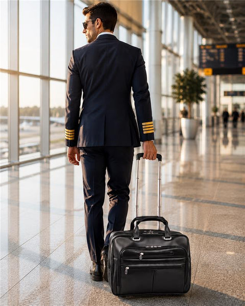 WRIGHTWOOD | 17” Leather Wheeled Laptop Briefcase