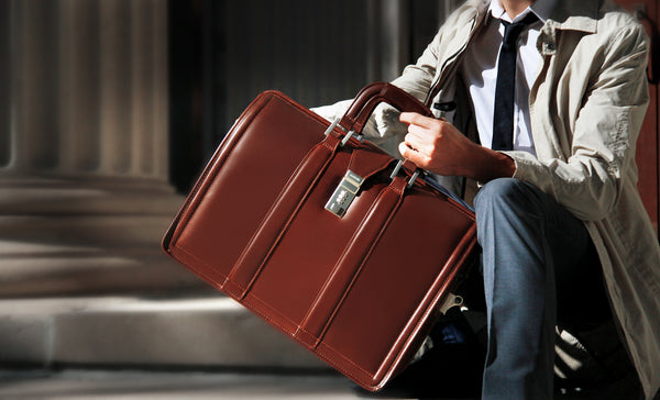 MORGAN | 17" Leather Litigator Laptop Briefcase