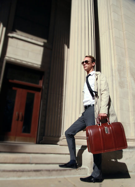 MORGAN | 17" Leather Litigator Laptop Briefcase