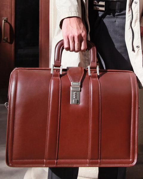 MORGAN | 17" Leather Litigator Laptop Briefcase