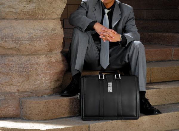 MORGAN | 17" Leather Litigator Laptop Briefcase