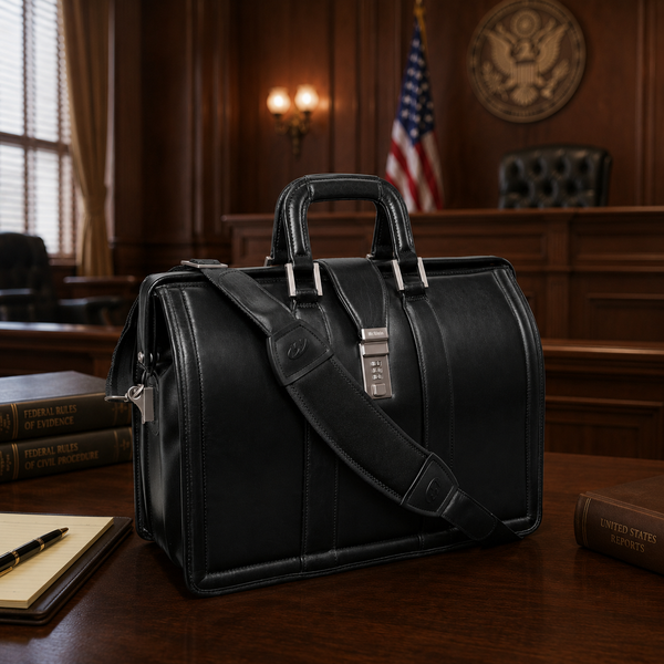 MORGAN | 17" Leather Litigator Laptop Briefcase