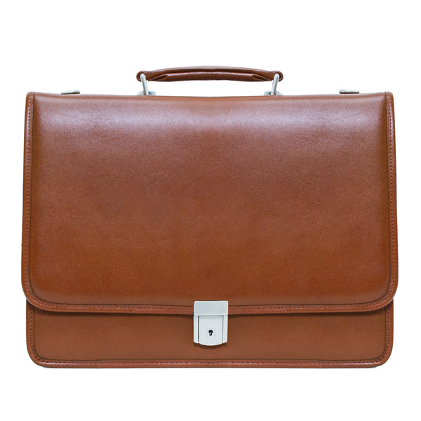 LEXINGTON | 15" Leather Flap Over Laptop Briefcase