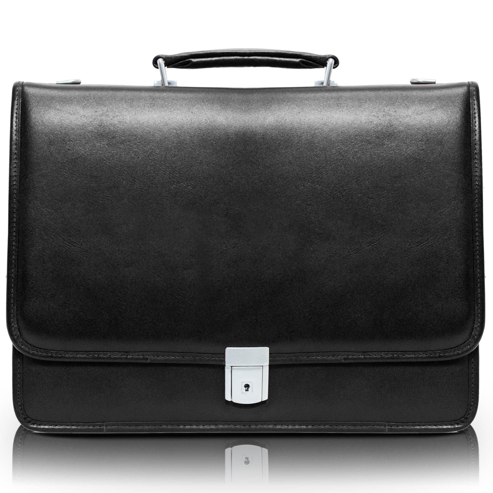LEXINGTON | 15" Leather Flap Over Laptop Briefcase