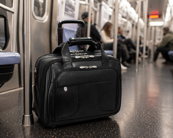 CHICAGO | 17” Leather Detachable-Wheeled Overnight Laptop Case