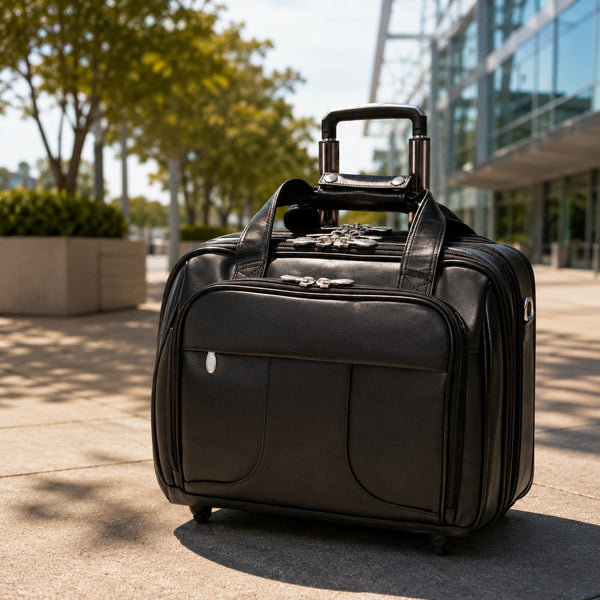 CHICAGO | 17” Leather Detachable-Wheeled Overnight Laptop Case