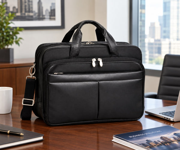 WALTON | 17” Leather Expandable Laptop Briefcase