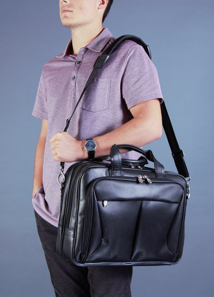 PEARSON | 17” Leather Expandable Laptop Briefcase