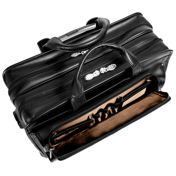 FRANKLIN | 17” Leather Detachable-Wheeled Laptop Case