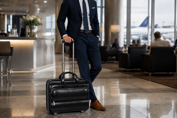 FRANKLIN | 17” Leather Detachable-Wheeled Laptop Case