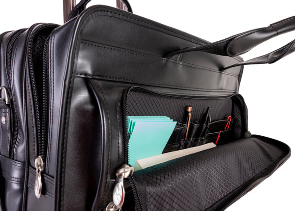 FRANKLIN | 17” Leather Detachable-Wheeled Laptop Case