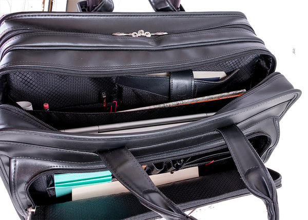 FRANKLIN | 17” Leather Detachable-Wheeled Laptop Case