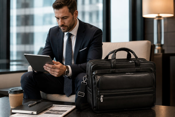 ELSTON | 15” Leather Dual-Compartment Laptop Briefcase