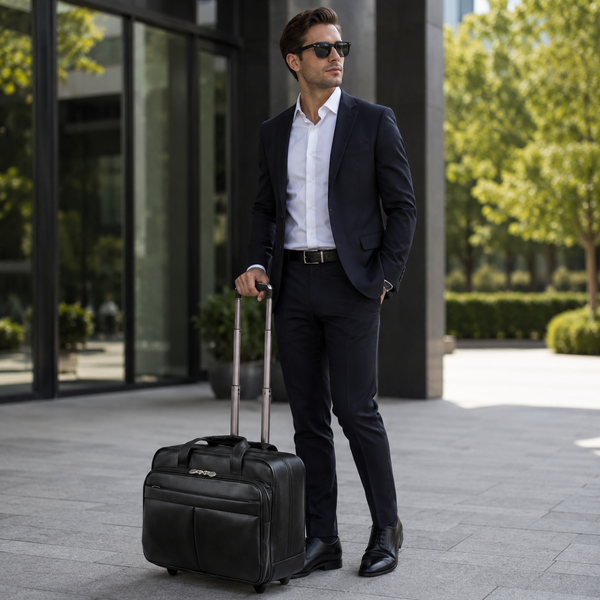 BOWERY | 15” Leather Wheeled Laptop Briefcase