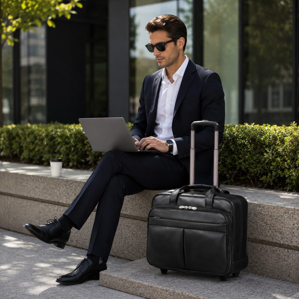 BOWERY | 15” Leather Wheeled Laptop Briefcase