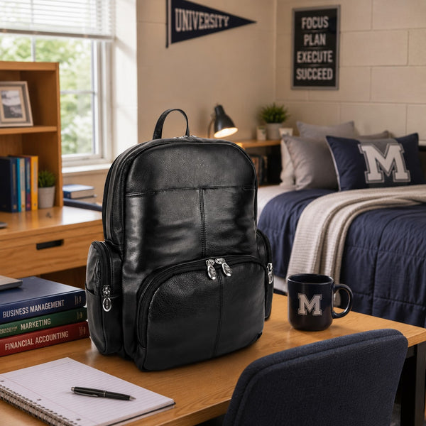 CUMBERLAND | 15” Leather Dual-Compartment Laptop Backpack
