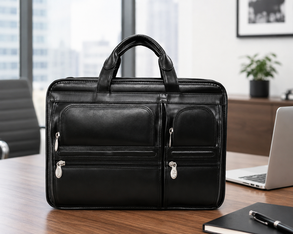 HUBBARD | 15” Leather Dual-Compartment Laptop Briefcase