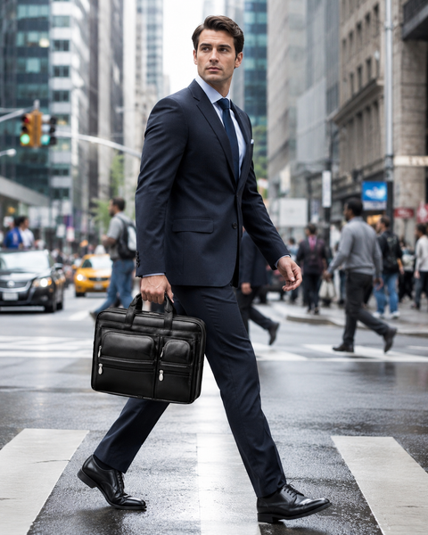 HUBBARD | 15” Leather Dual-Compartment Laptop Briefcase
