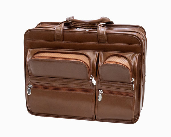 Elegant Leather Detachable-Wheeled Laptop Case - Clinton Excellence