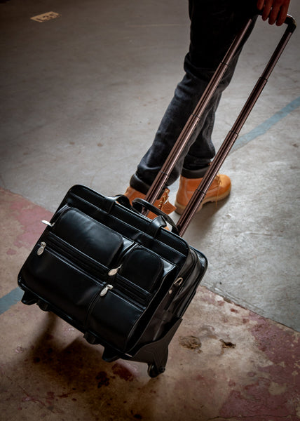CLINTON | 17” Leather Detachable-Wheeled Laptop Case