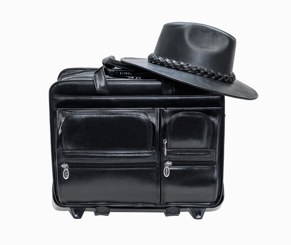 CLINTON | 17” Leather Detachable-Wheeled Laptop Case