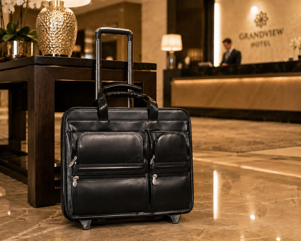CLINTON | 17” Leather Detachable-Wheeled Laptop Case