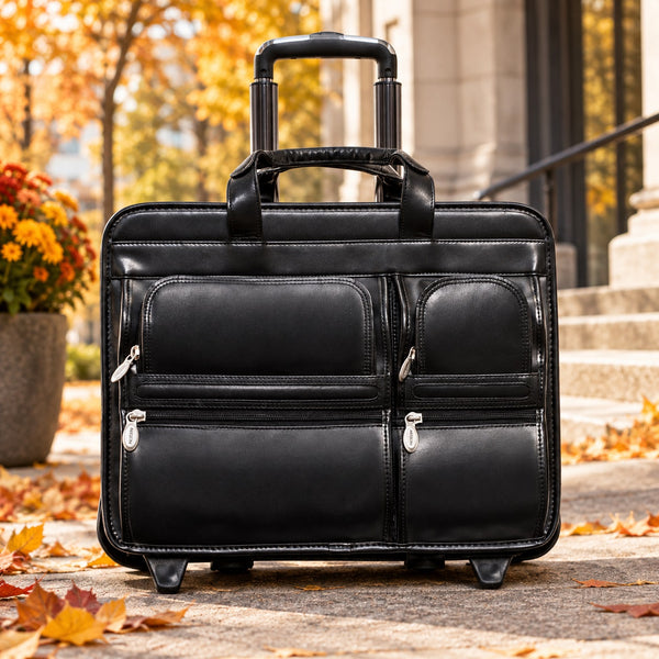 CLINTON | 17” Leather Detachable-Wheeled Laptop Case