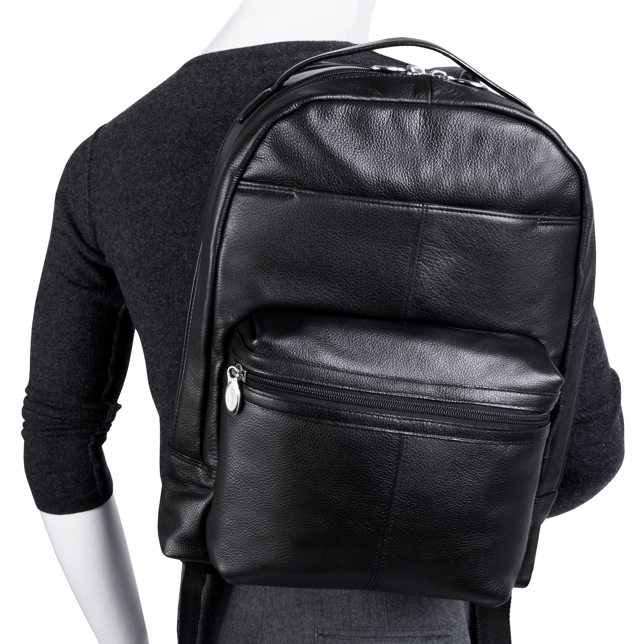 Premium 15” Leather Dual-Compartment Laptop Backpack