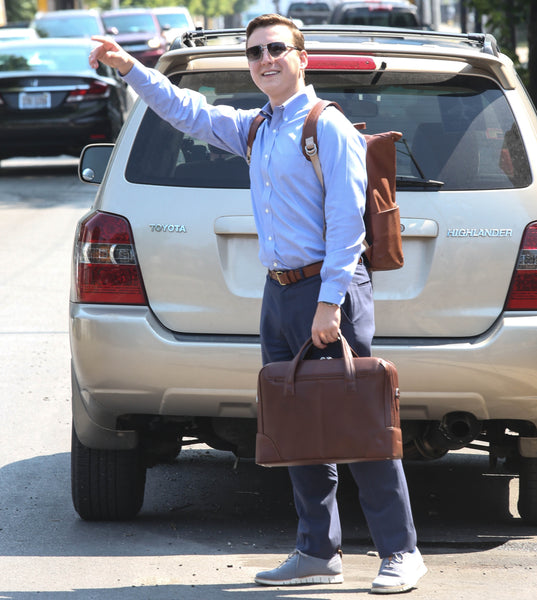 HARPSWELL | 17” Leather Dual-Compartment Laptop Briefcase