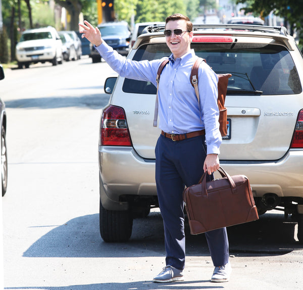 HARPSWELL | 17” Leather Dual-Compartment Laptop Briefcase