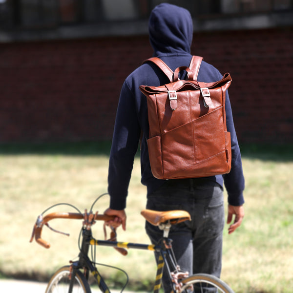 KENNEDY | 17” Leather Dual-Access Laptop Backpack