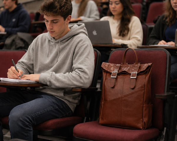 KENNEDY | 17” Leather Dual-Access Laptop Backpack