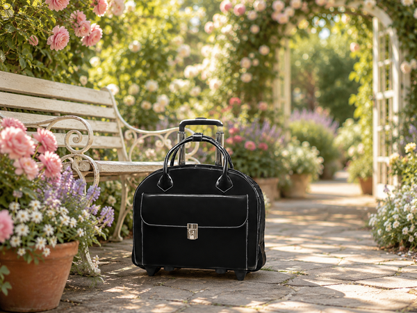 GLEN ELLYN | 15” Leather Detachable-Wheeled Laptop Case