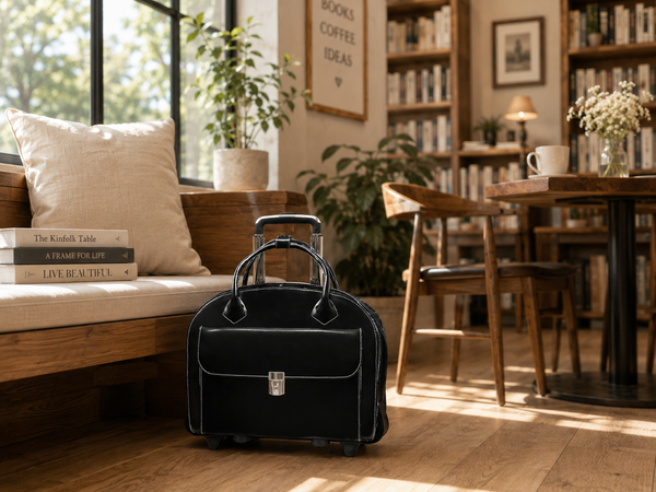 GLEN ELLYN | 15” Leather Detachable-Wheeled Laptop Case