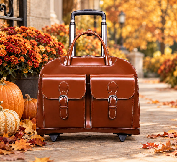 DAVIS | 15” Leather Wheeled Laptop Briefcase