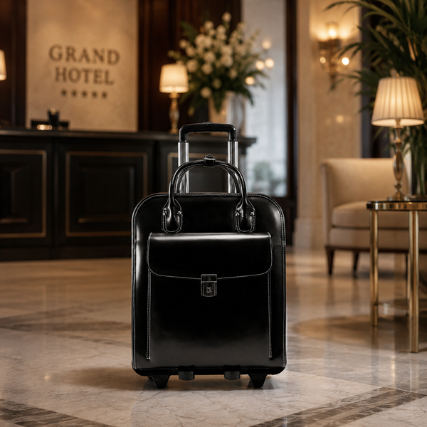 LA GRANGE | 15” Leather Vertical Detachable-Wheeled Laptop Case