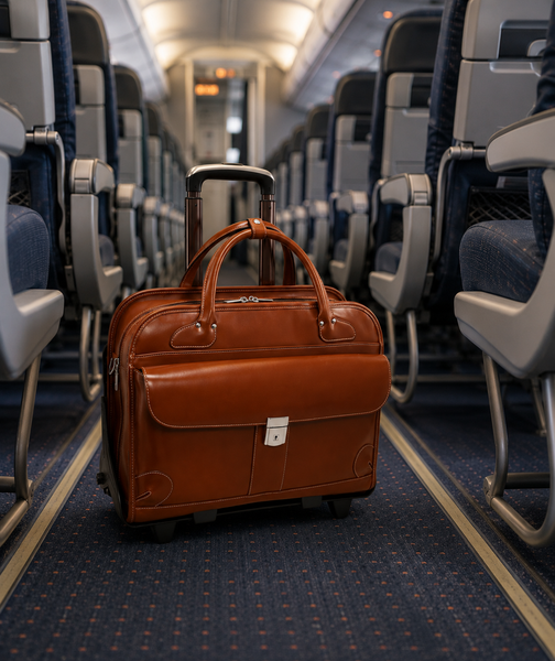 LAKEWOOD | 15” Leather Detachable-Wheeled Laptop Case