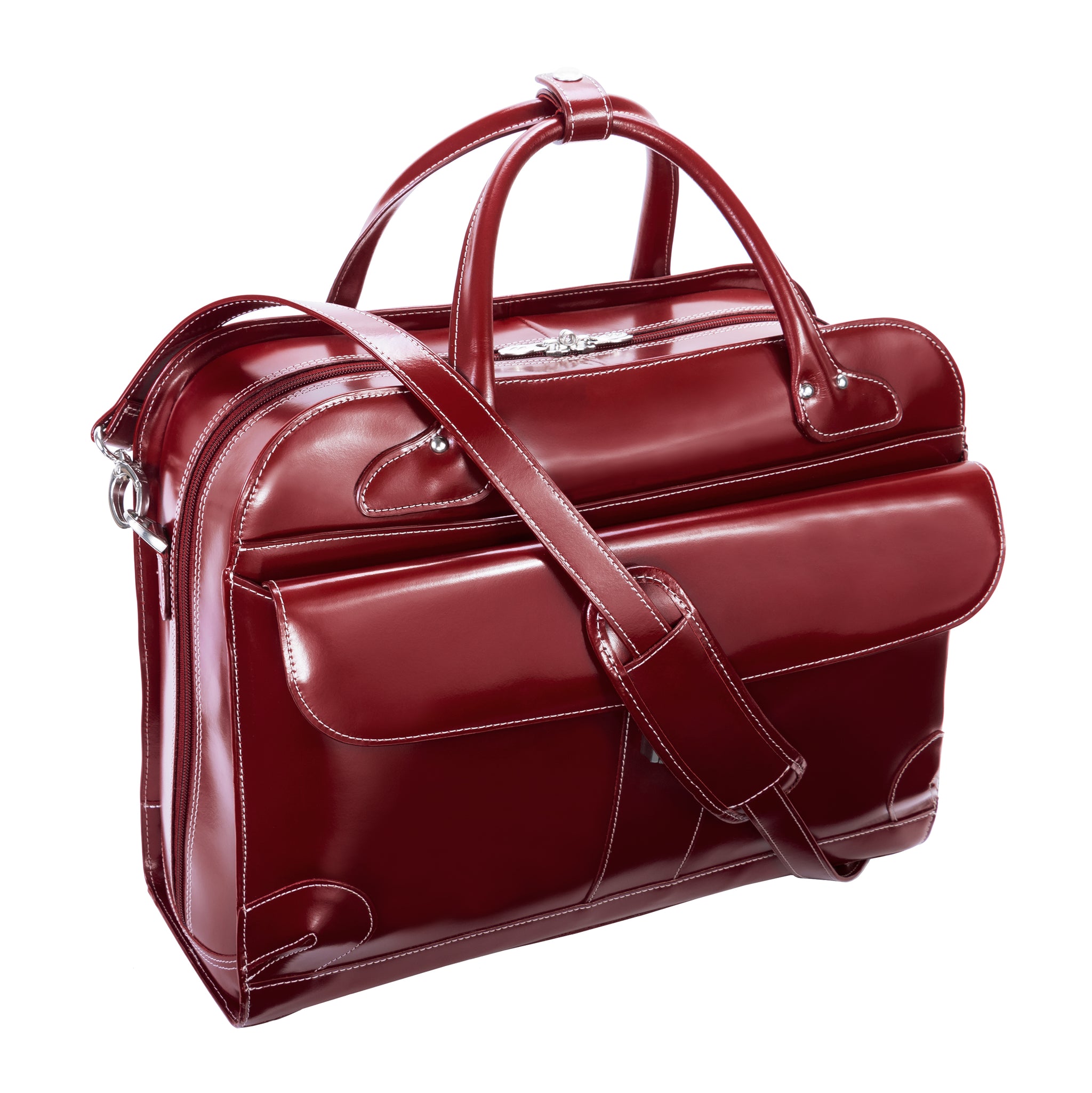 Lakewood 9661 - 15” Brown Leather Detachable-Wheeled Laptop Case